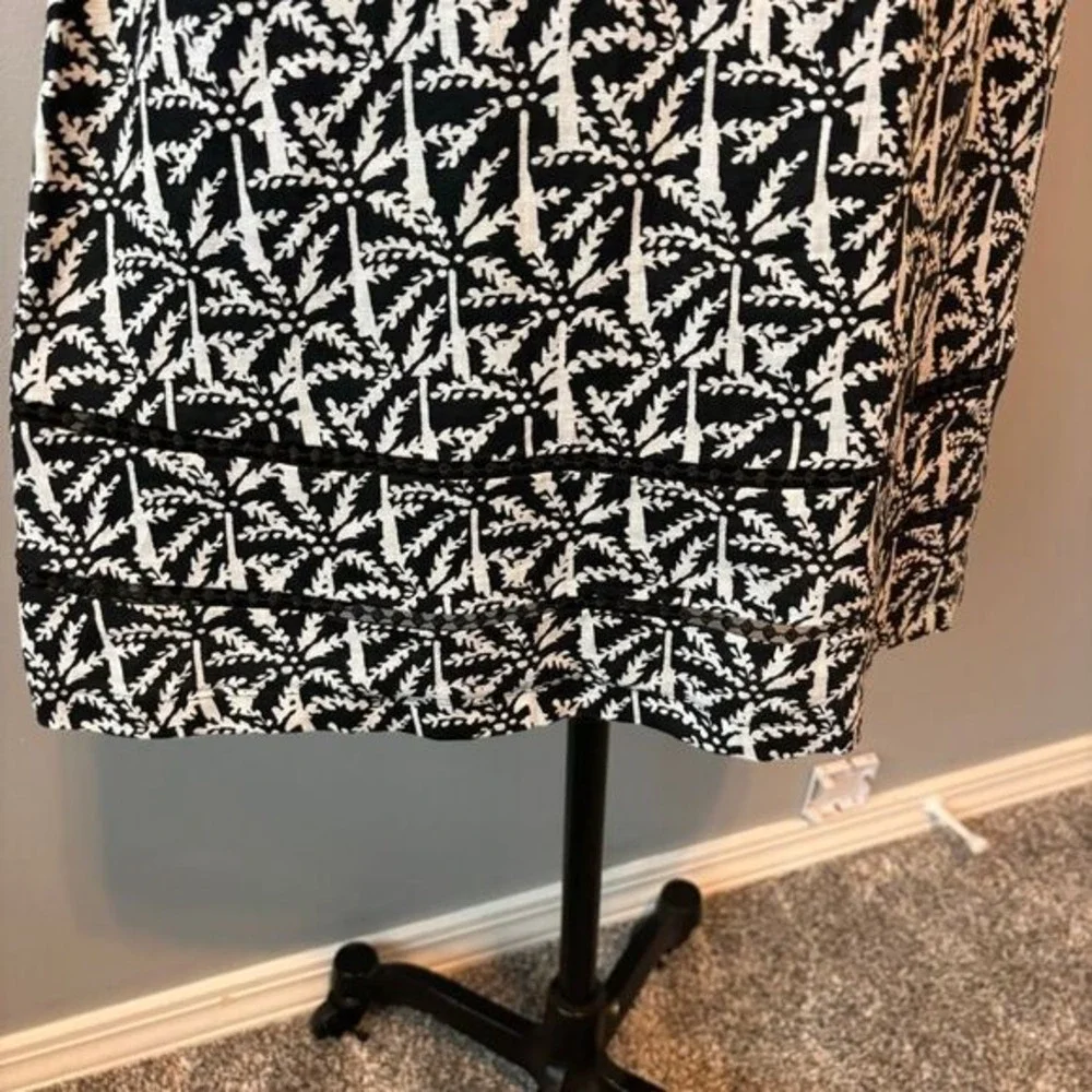 Vineyard Vines Women's Sleeveless Black & White‎ Print A-Line Dress Tiered Hem